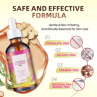 Hair Removal Oil 60Ml - Natural Hair Growth Inhibitor with Jojoba & Almond Oil, Gentle Formula for Smooth Skin, All Skin Types